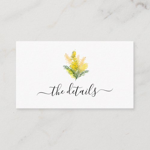 Mustard Yellow Greenery Floral Wedding Details Enclosure Card