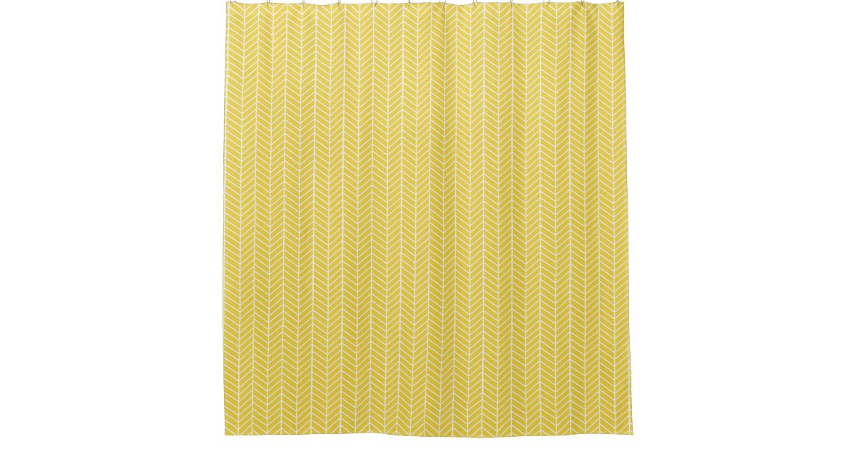 Mustard Yellow Herringbone shower curtain Zazzle