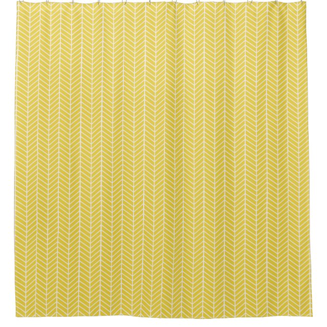 Mustard Yellow Herringbone shower curtain (Front)