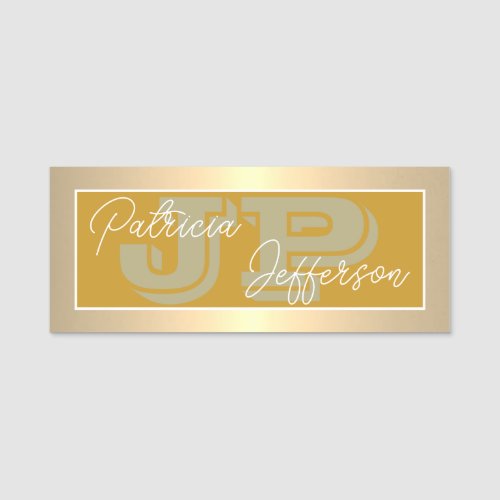 Mustard Yellow  Luxury Gold Monogram Professional Name Tag