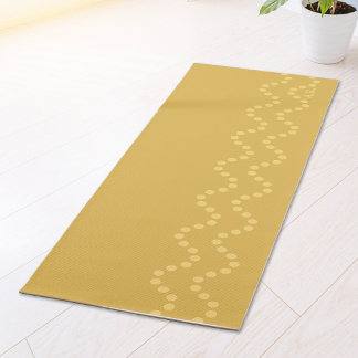 Mustard Yellow Minimal Dotted Wavy Lines Initials Yoga Mat