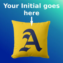 Mustard Yellow Minimal Navy Blue Initial Monogram