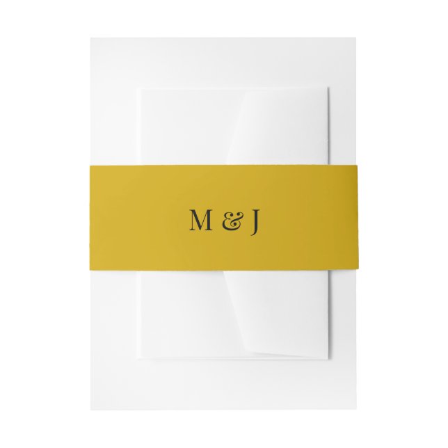 Mustard Yellow Minimalist Wedding Invitation Belly Band (Front Example)