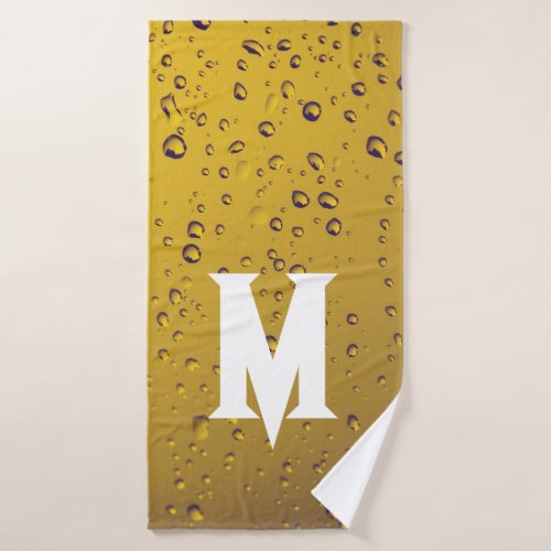 MUSTARD YELLOW MODERN CUTE RAIN DROPLETS ON GLASS  BATH TOWEL