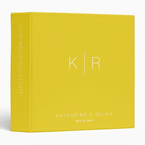 Mustard Yellow Monogram Wedding Photo Album 3 Ring Binder