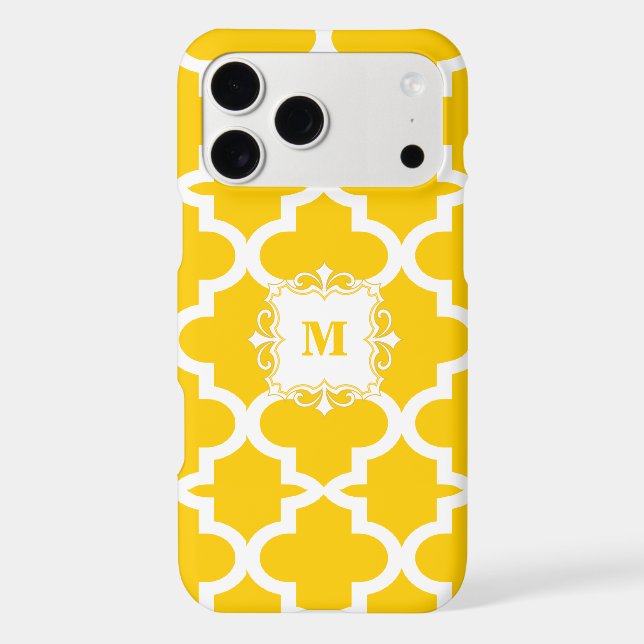 Mustard Yellow Moroccan Tile Personalized iPhone Case-Mate iPhone Case (Back)