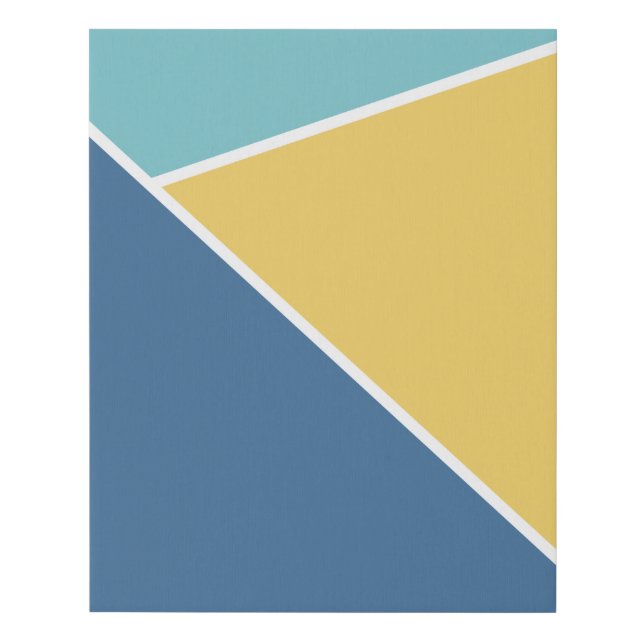 Mustard Yellow, Navy and Teal Geometric Faux Canvas Print (Front)