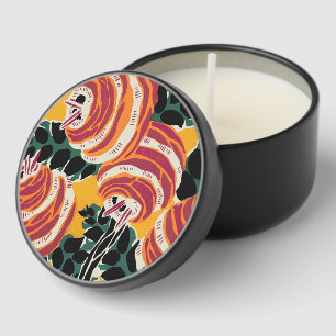Mustard Yellow & Orange Art Deco Floral Decor Mini Candle Favors