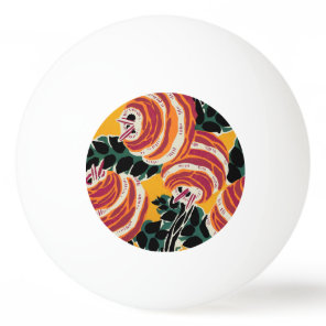 Mustard Yellow & Orange Art Deco Floral Decor Ping Pong Ball