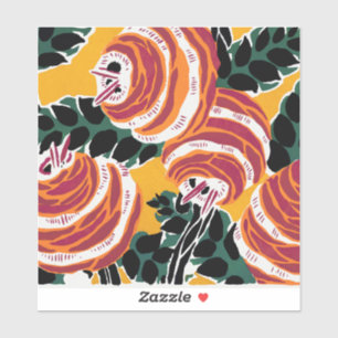 Mustard Yellow & Orange Art Deco Floral Decor Sticker
