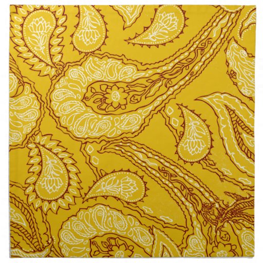 Mustard Yellow Paisley Print Summer Fun Girly Napkin | Zazzle