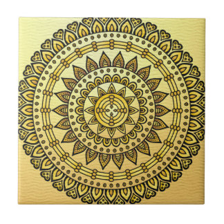 mustard yellow pattern antique golden flower patte ceramic tile