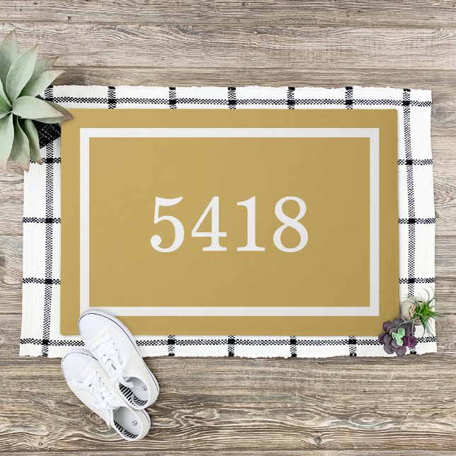 Mustard Yellow Personalized Address Number Doormat (Creator Uploaded)