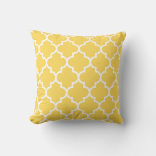 Mustard Yellow Quatrefoil Throw Pillow