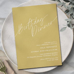 Mustard Yellow Simple Boho Casual Birthday Dinner Invitation