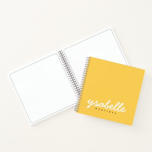 Mustard Yellow Simple Bold Script Name Journal