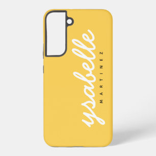 Mustard Yellow Simple Bold Script Name Samsung Galaxy S22+ Case