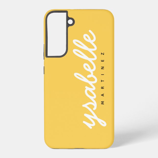 Mustard Yellow Simple Bold Script Name Samsung Galaxy Case (Back)