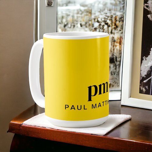 Mustard Yellow Simple Monogram and Name Coffee Mug