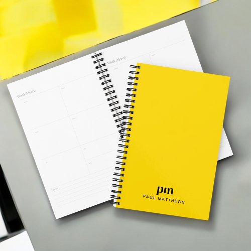 Mustard Yellow Simple Monogram Initials and Name Planner