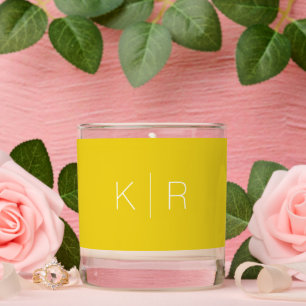 Mustard Yellow Simple Monogram Wedding Scented Candle