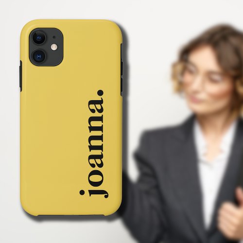 Mustard Yellow Solid Color Elegant Name  iPhone 11 Case