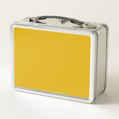 Mustard Yellow Solid Color Metal Lunch Box