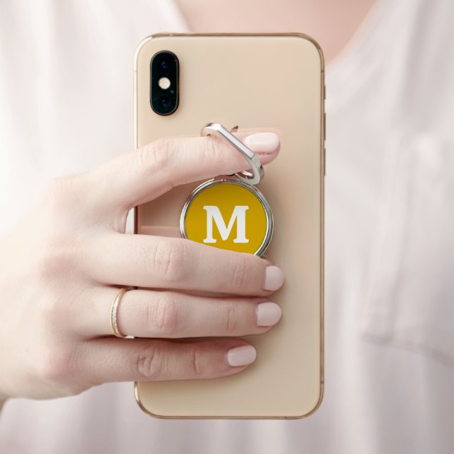 Mustard Yellow Solid Color Phone Ring Stand (In Situ)
