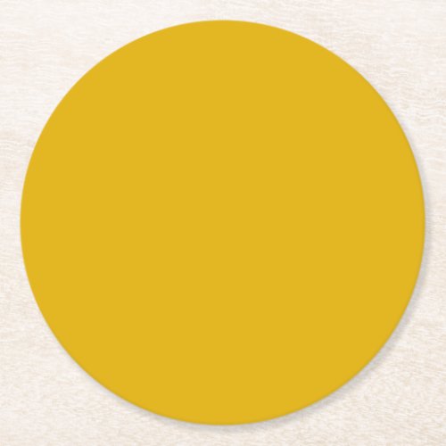 Mustard Yellow Solid Color Round Paper Coaster