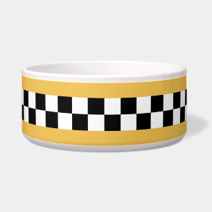 mustard yellow striped checkers bowl