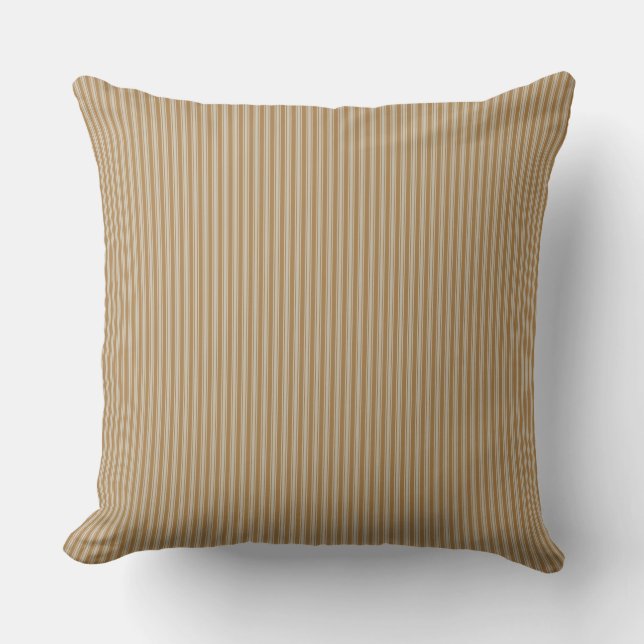 Mustard Yellow Ticking Stripe Throw Pillow (Front)