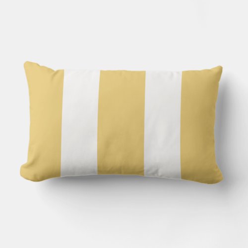 Mustard Yellow White Cabana Stripes Outdoor Lumbar Pillow