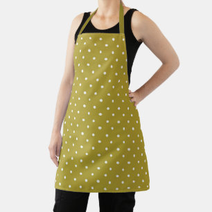 Mustard yellow white polka dots pattern Apron