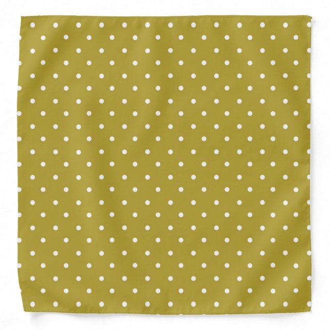  Mustard yellow white polka dots pattern  Bandana (Front)