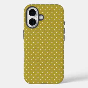 Mustard yellow white polka dots pattern iPhone 16 Case