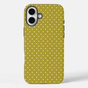 Mustard yellow white polka dots pattern iPhone 16 Plus Case