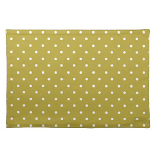 Mustard yellow white polka dots pattern Cloth Placemat