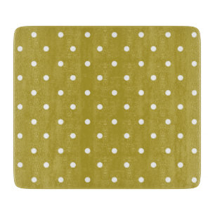 Mustard yellow white polka dots pattern Cutting Board