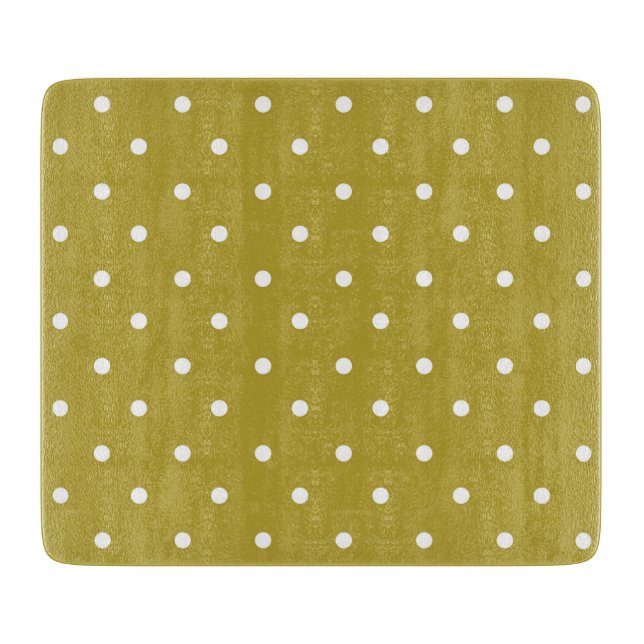  Mustard yellow white polka dots pattern  Cutting Board (Front)