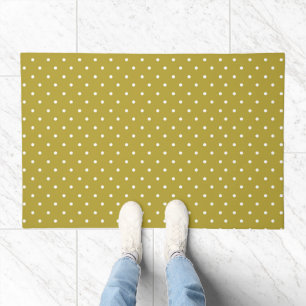  Mustard yellow white polka dots pattern  Doormat