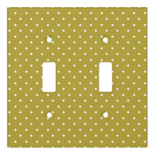 Mustard yellow white polka dots pattern Light Switch Cover