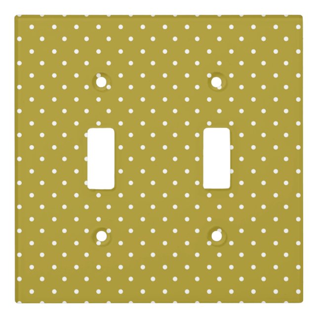  Mustard yellow white polka dots pattern  Light Switch Cover (Front)