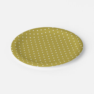  Mustard yellow white polka dots pattern  Paper Plates