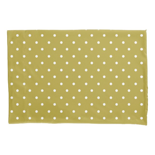  Mustard yellow white polka dots pattern  Pillow Case (Front-Left)
