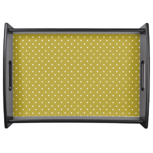  Mustard yellow white polka dots pattern  Serving Tray