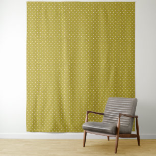  Mustard yellow white polka dots pattern  Tapestry