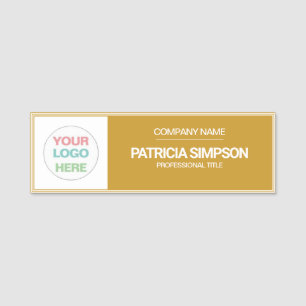 Mustard Yellow White Professional Bold Name Tag