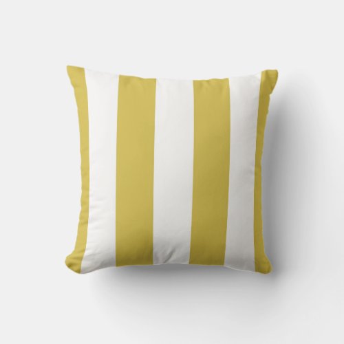 Mustard Yellow  White Stripe Outdoor Throw Pillow