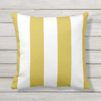 Mustard Yellow & White Stripe Outdoor Throw Pillow