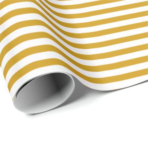 Mustard Yellow  White Stripe Wrapping Paper